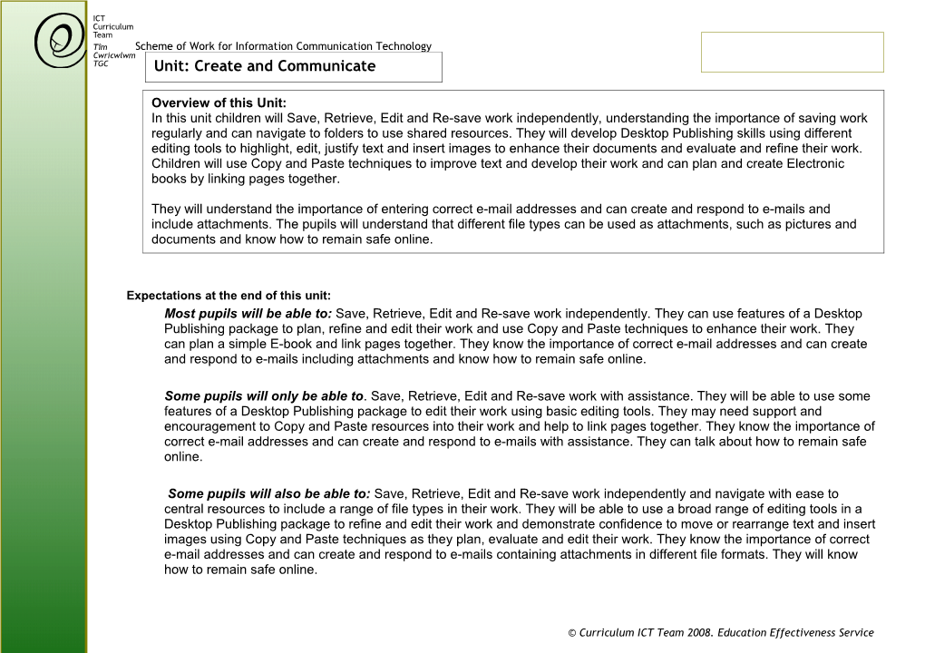 Scheme of Work for Information Communication Technology s1