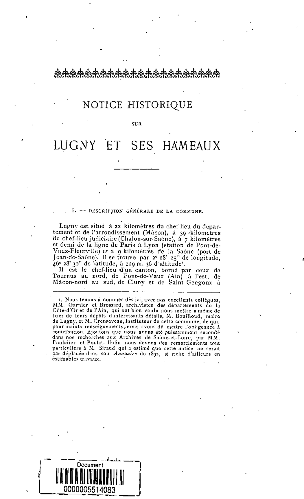 Notice Historique Sur Lugny Et Ses Hameaux