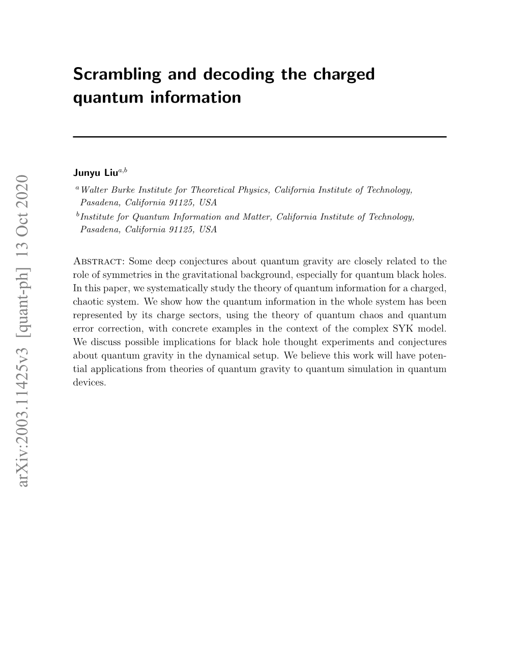 Scrambling and Decoding the Charged Quantum Information