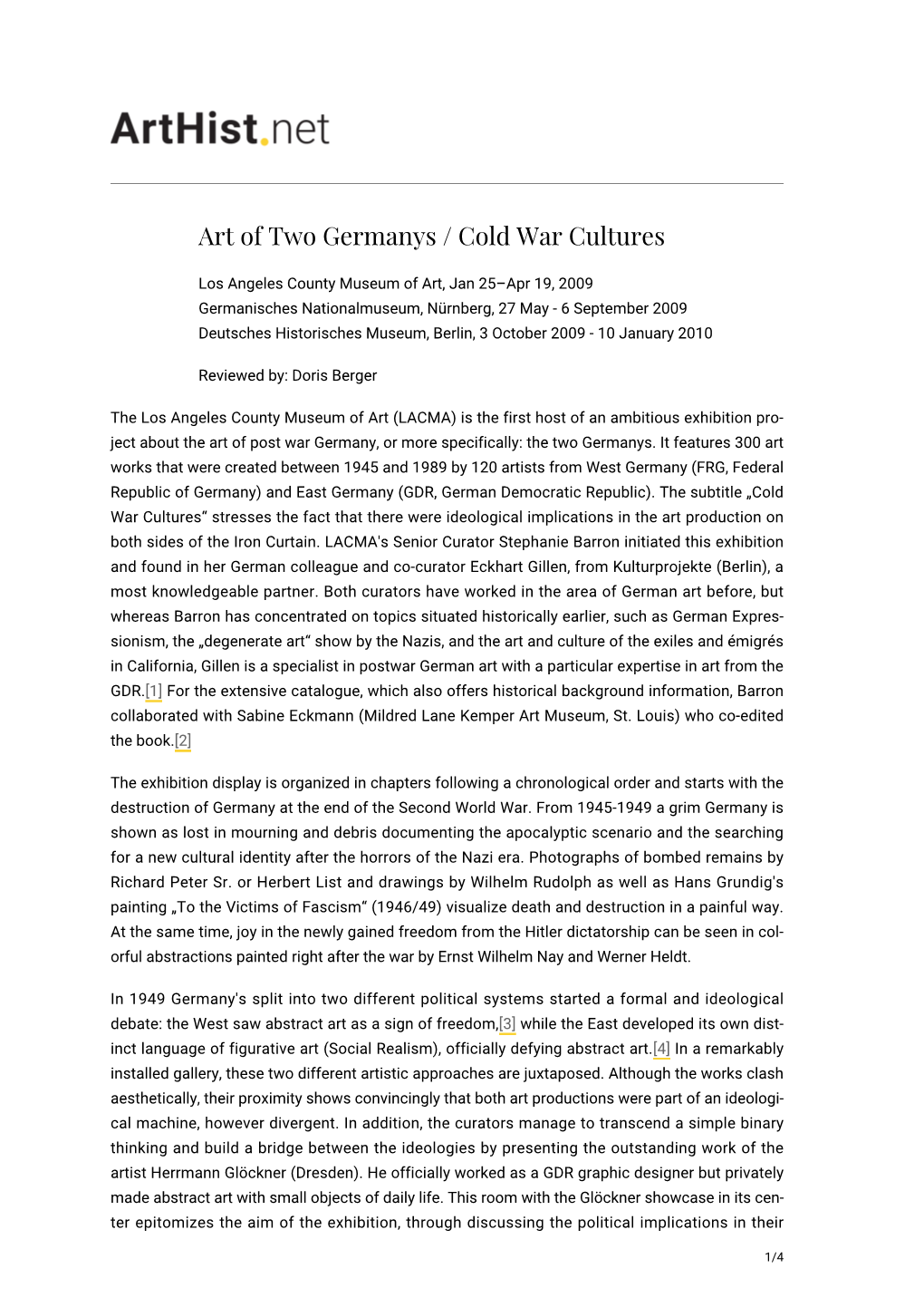 Art of Two Germanys / Cold War Cultures