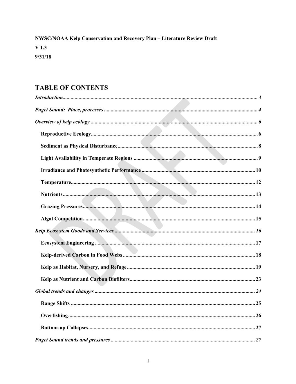 TABLE of CONTENTS Introduction