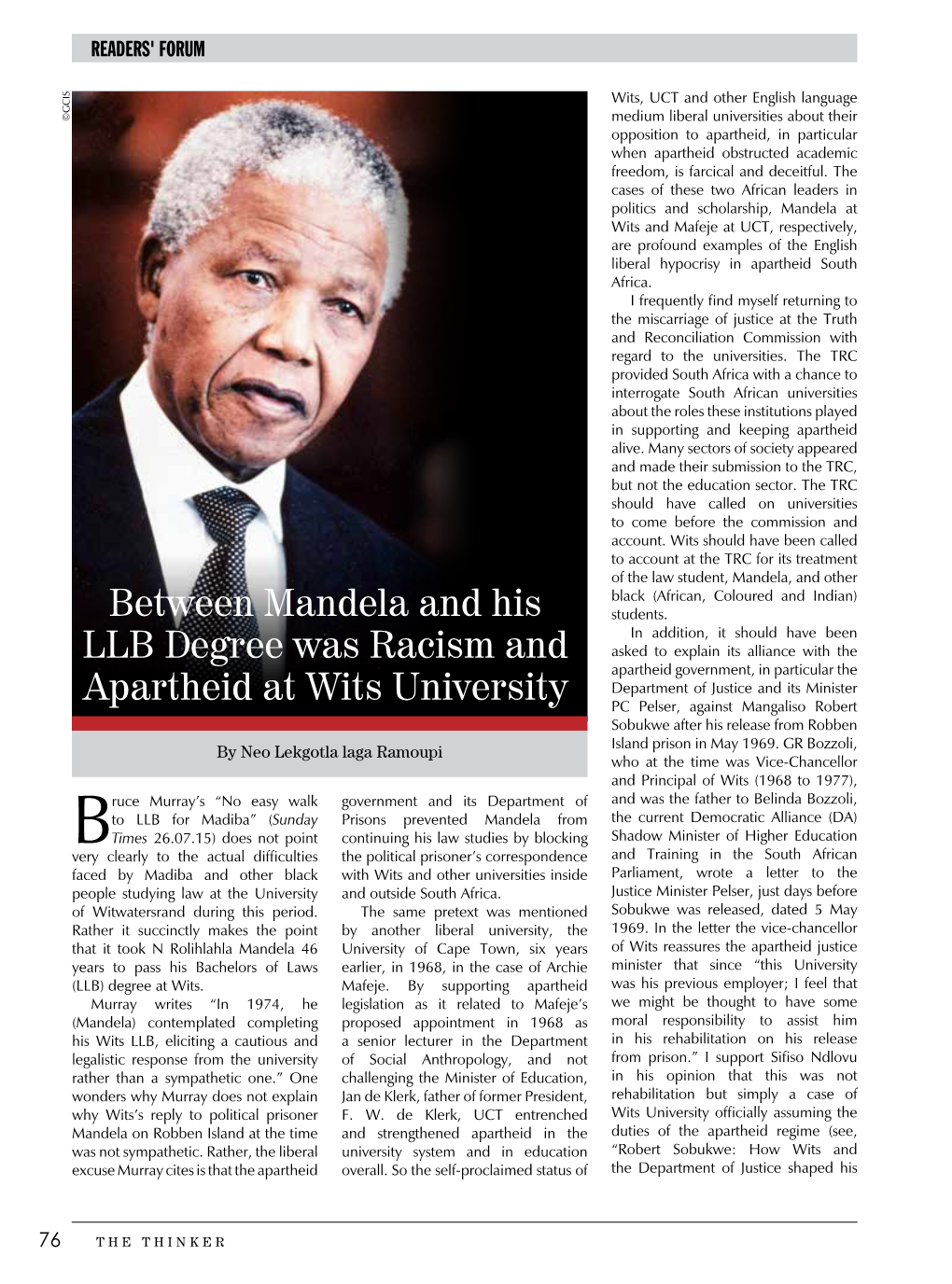 Between Mandela and His LLB Degree Was Racism and Apartheid