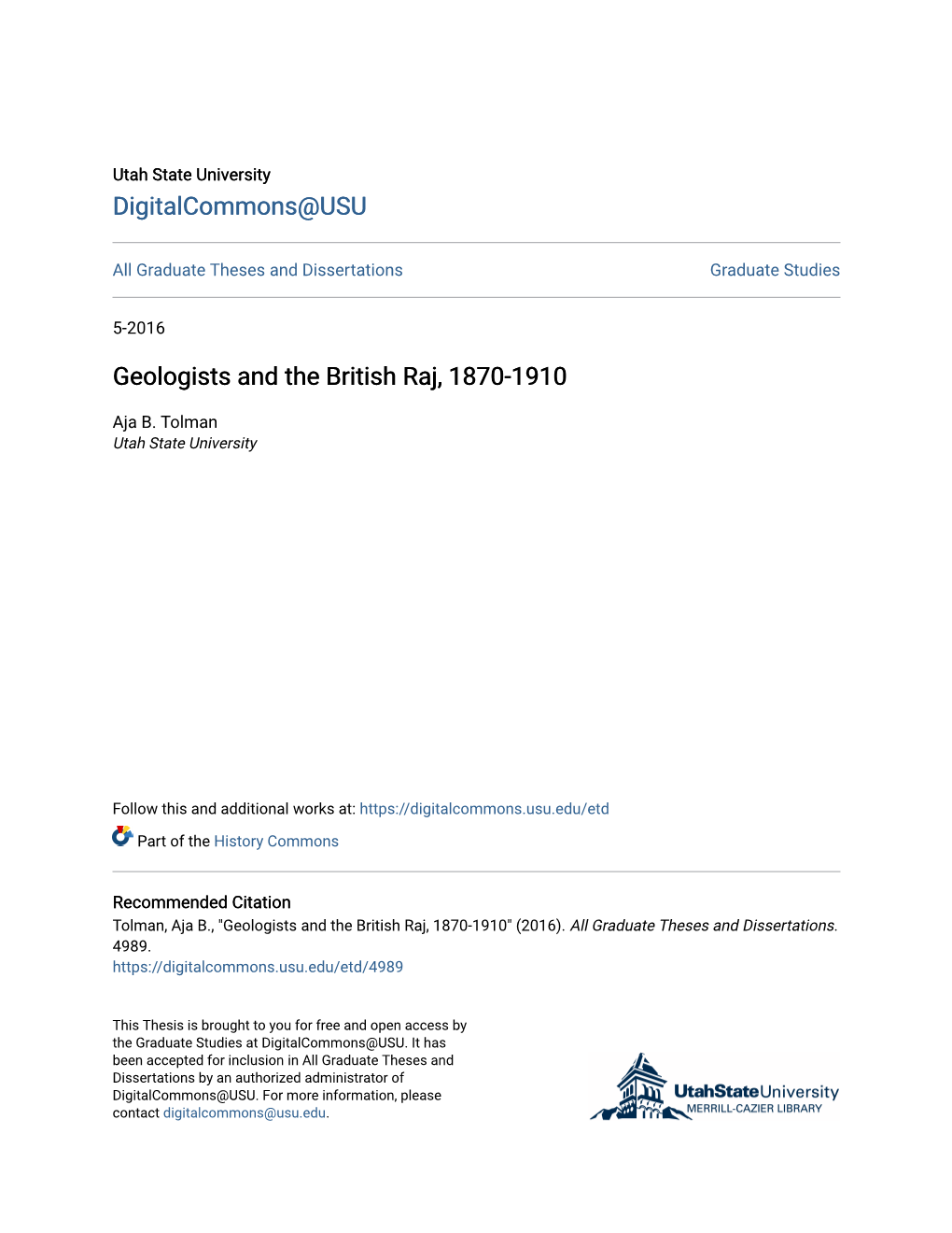 Geologists and the British Raj, 1870-1910