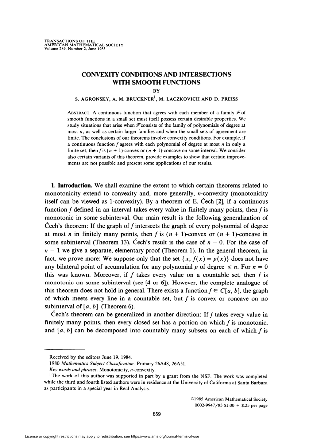 Convexity Conditions and Intersections with Smooth