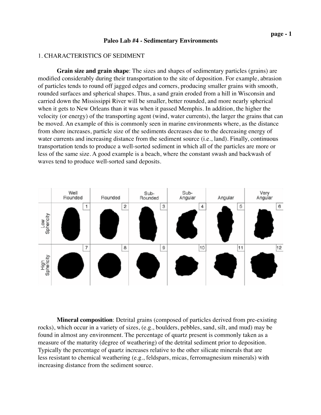 Page -  Paleo Lab #4 - Sedimentary Environments