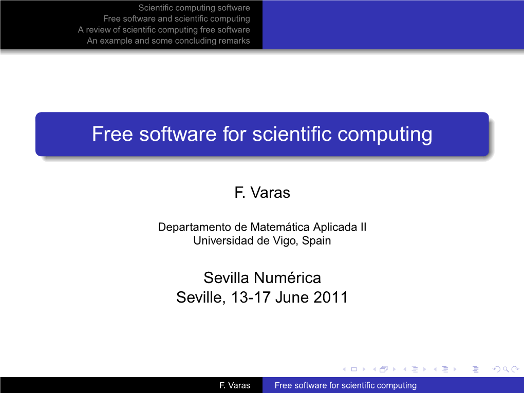 Free Software for Scientific Computing