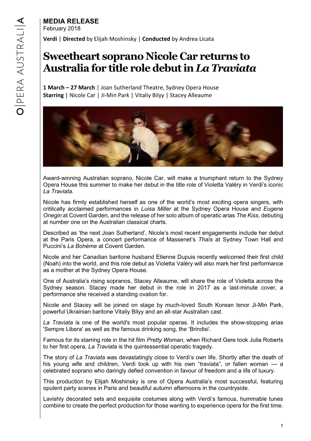 Sweetheart Soprano Nicole Car Returns to Australia for Title Role Debut in La Traviata