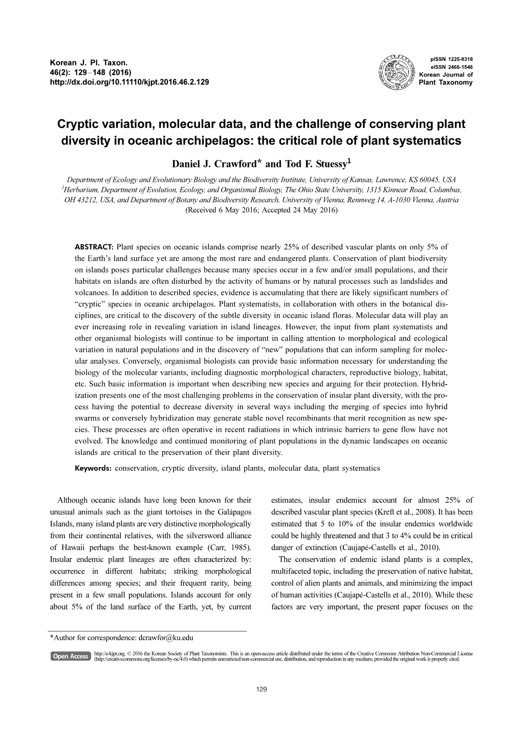 The Critical Role of Plant Systematics Daniel J