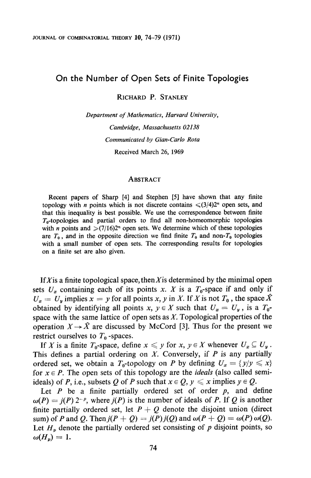 On the Number of Open Sets of Finite Topologies