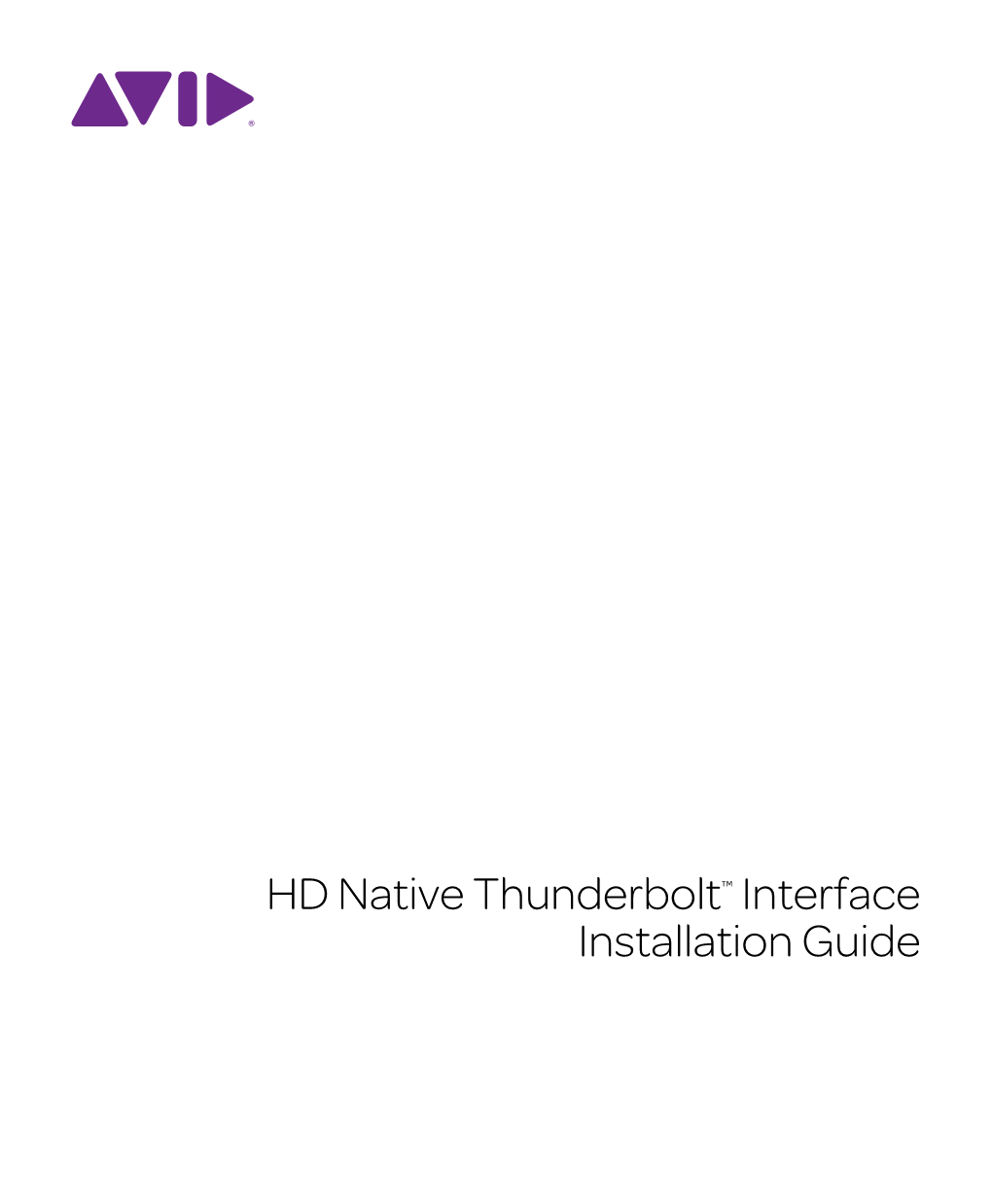 HD Native Thunderbolt Installation Guide