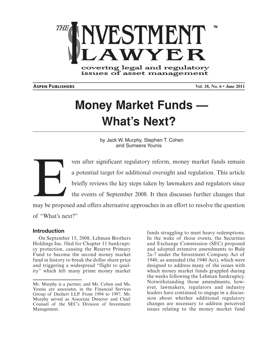 Money Market Funds — What’S Next?