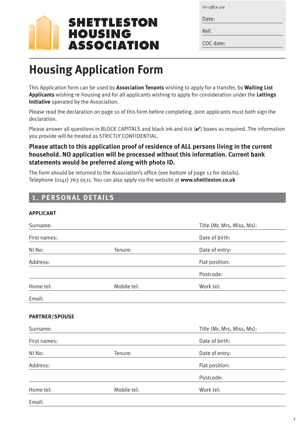 Housing Application Form