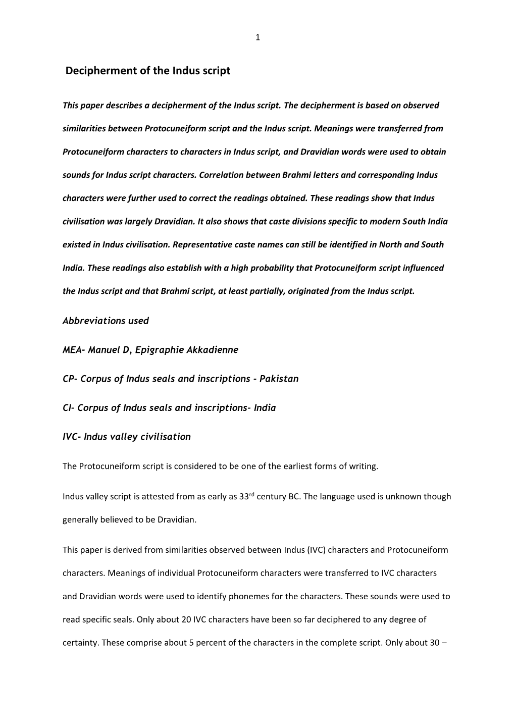 Decipherment of the Indus Script