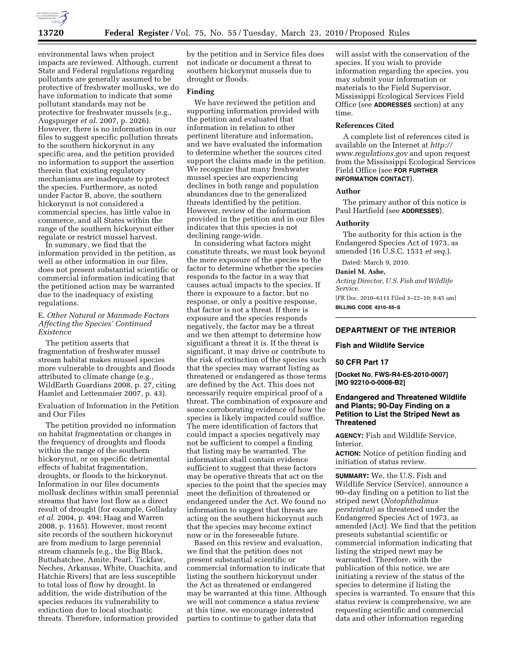 Federal Register/Vol. 75, No. 55/Tuesday, March 23, 2010