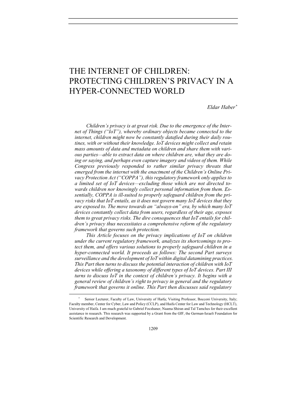 Protecting Children's Privacy in a Hyper-Connected World