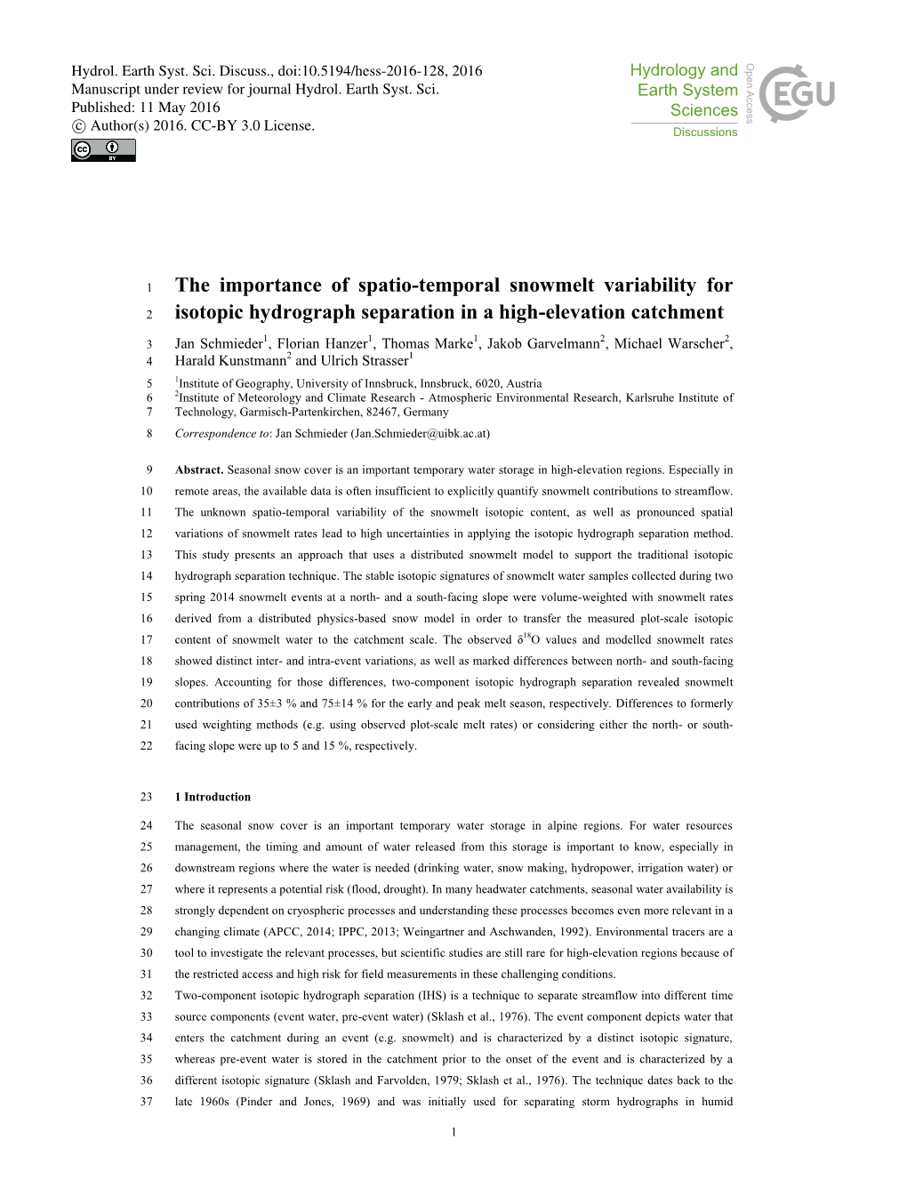 The Importance of Spatio-Temporal Snowmelt Variability for Isotopic