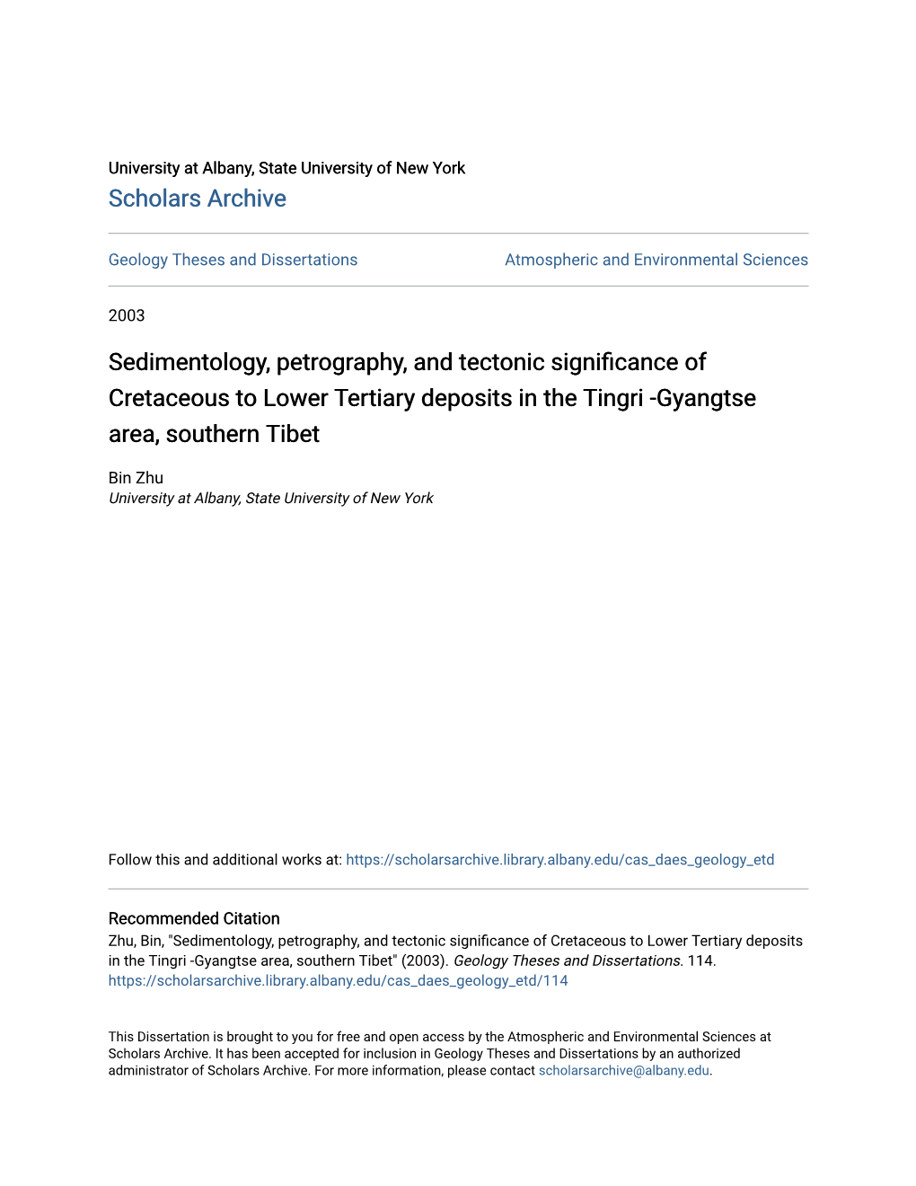 Sedimentology, Petrography, and Tectonic Significance of Cretaceous to Lower Tertiary Deposits in the Tingri -Gyangtse Area, Southern Tibet