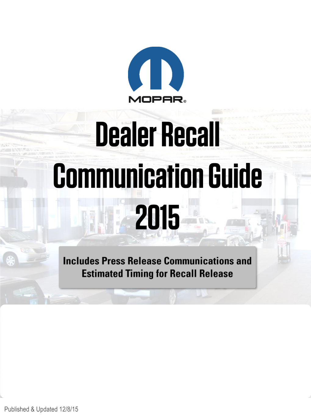 Dealer Recall Communication Guide 2015
