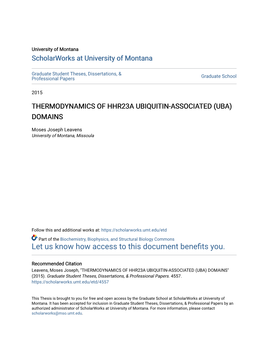 Thermodynamics of Hhr23a Ubiquitin-Associated (Uba) Domains