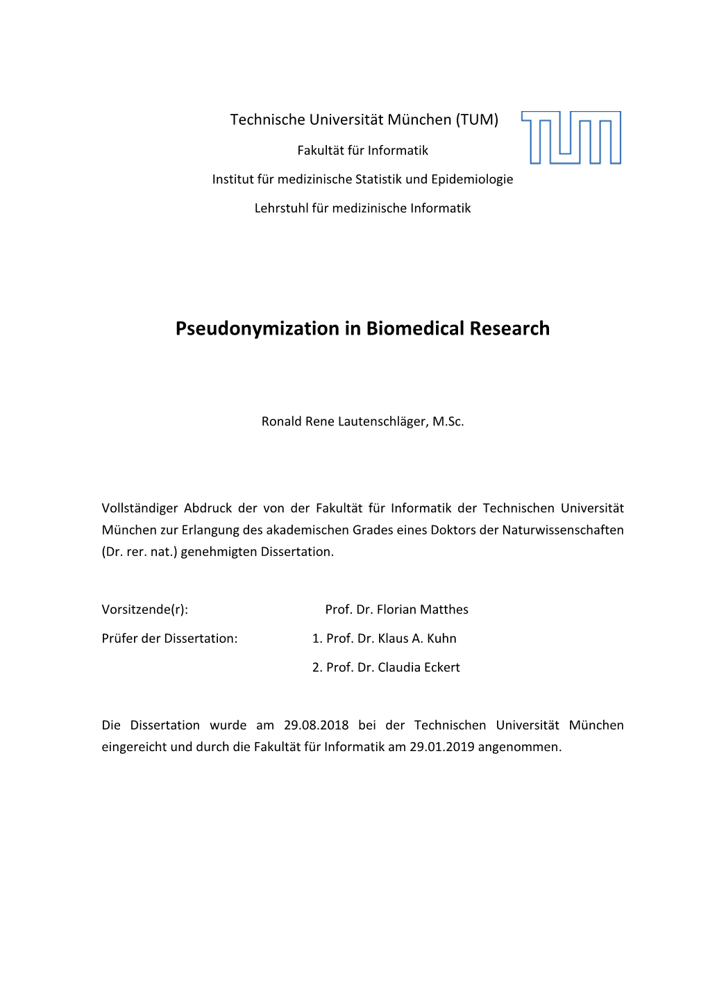 Pseudonymization in Biomedical Research