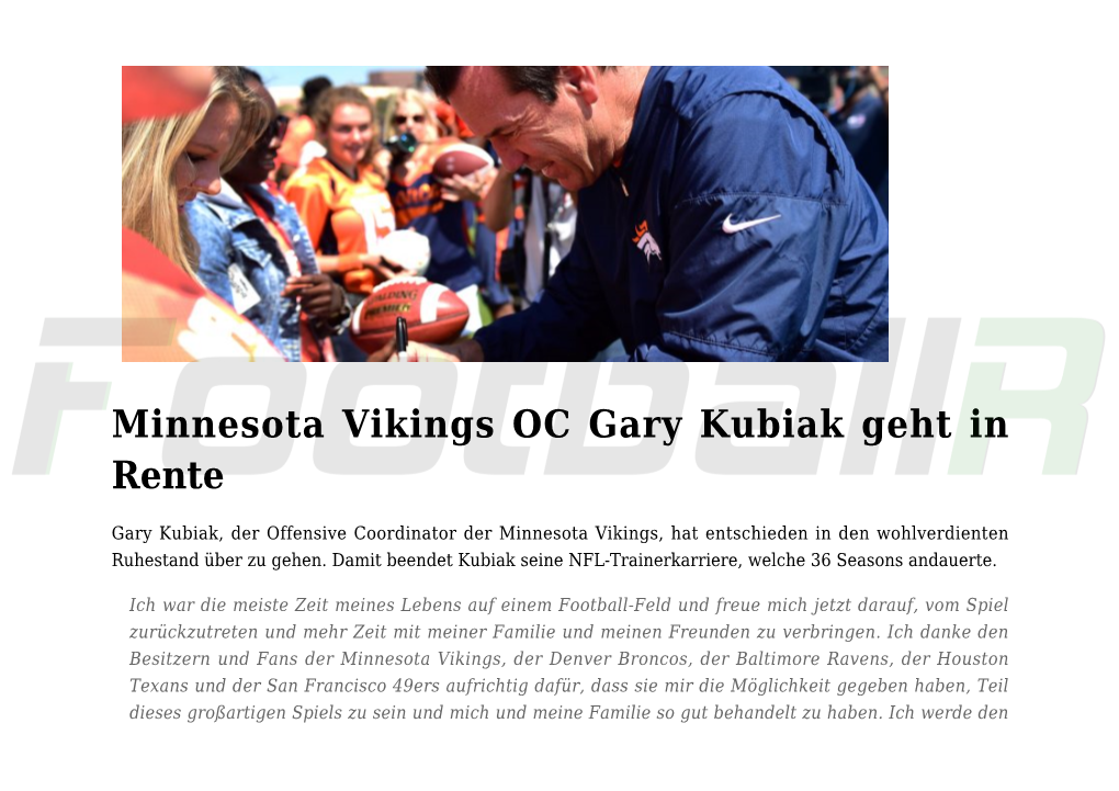 Minnesota Vikings OC Gary Kubiak Geht in Rente,Jennifer King
