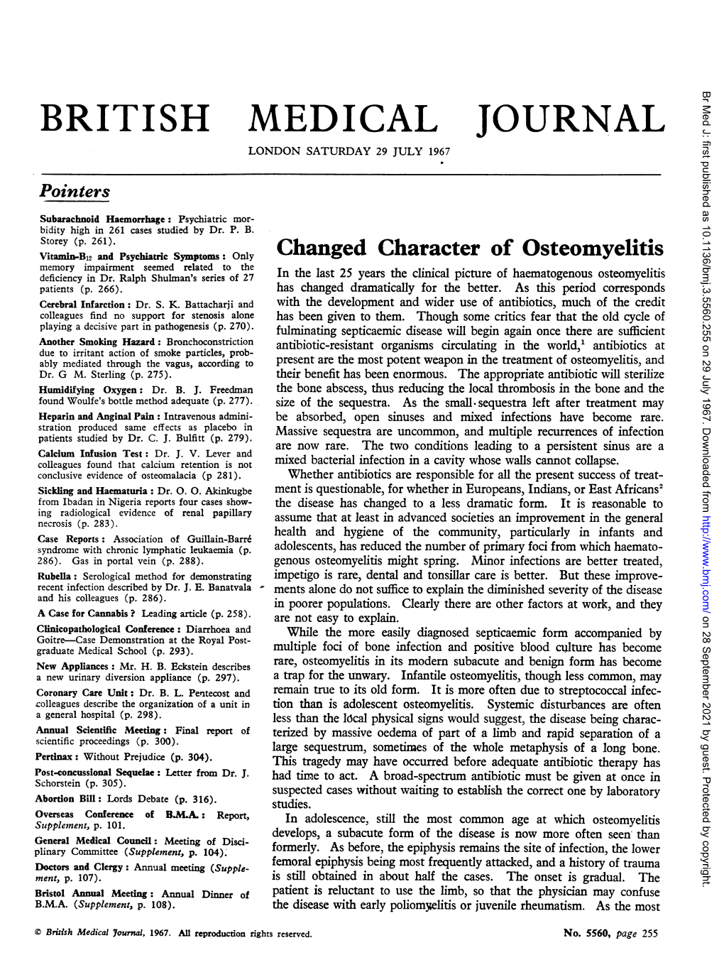 Changed Character of Osteomyelitis Memory Impairment Seemed Related to the Deficiency in Dr