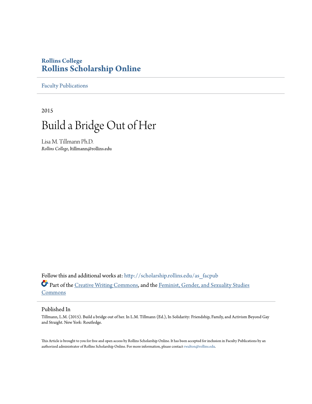 Build a Bridge out of Her Lisa M