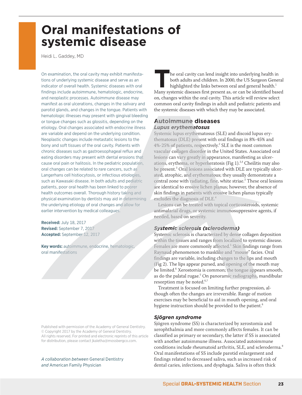 Oral Manifestations of Systemic Disease Heidi L