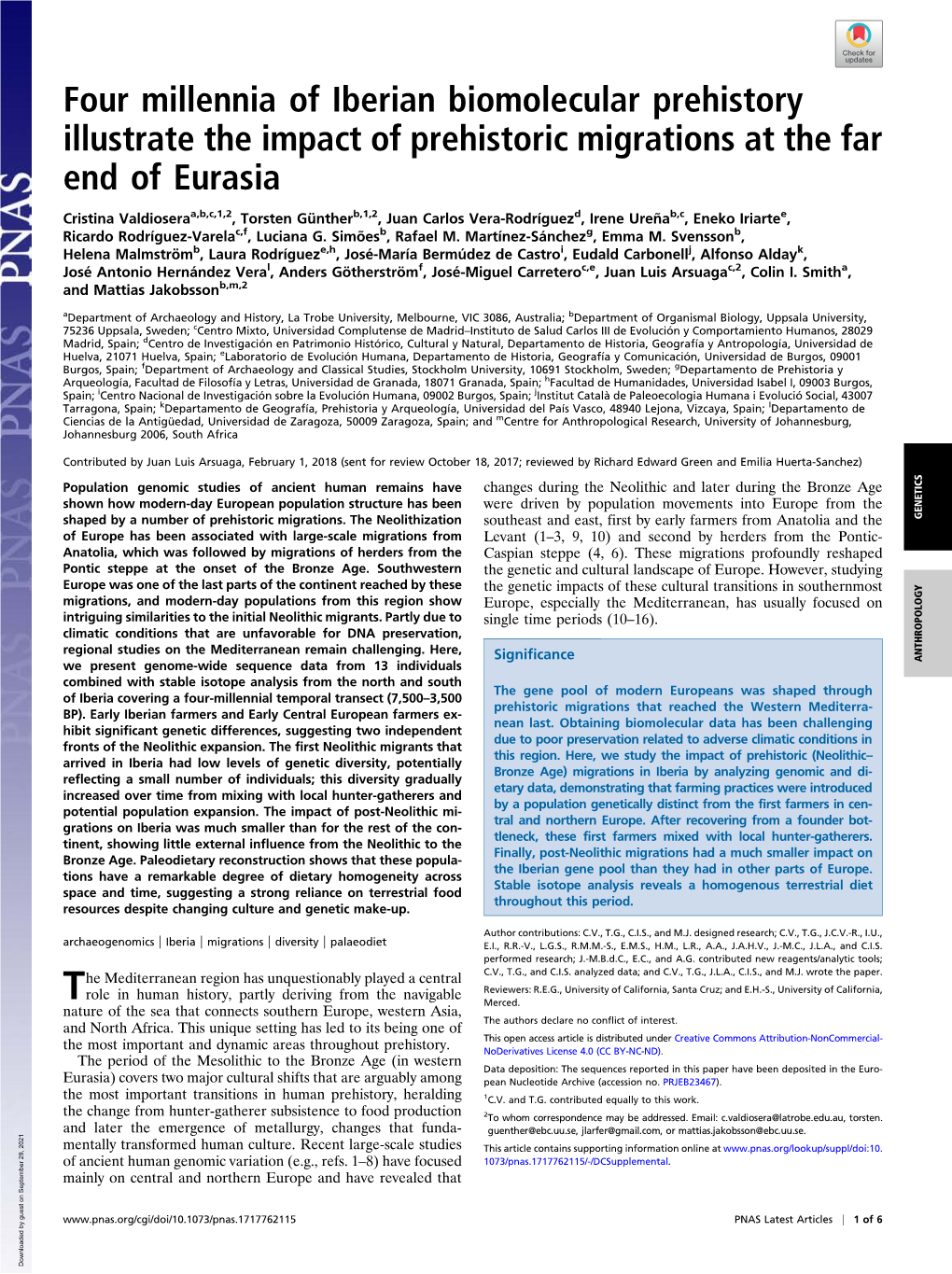 Four Millennia of Iberian Biomolecular Prehistory Illustrate the Impact of Prehistoric Migrations at the Far End of Eurasia