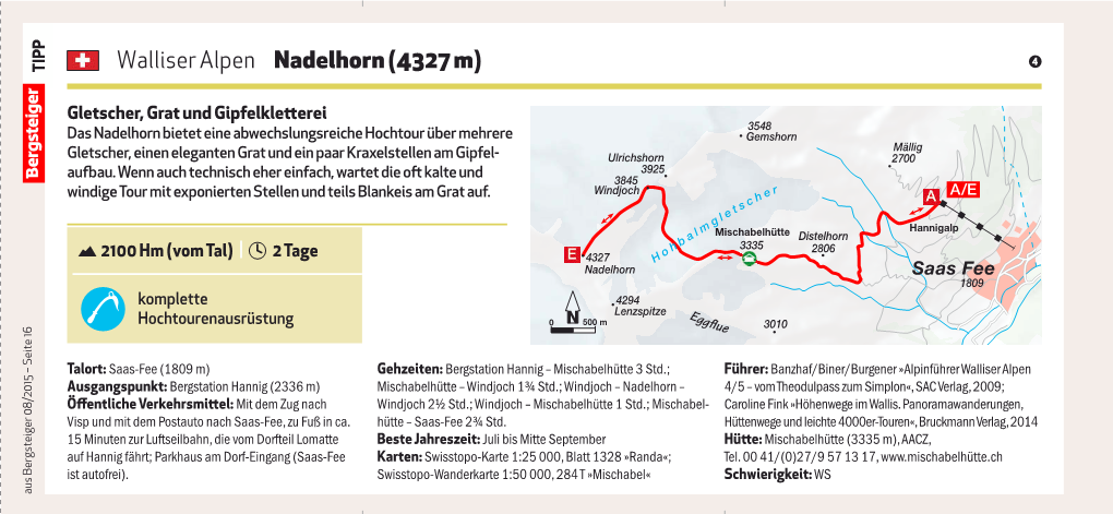 Walliser Alpen Nadelhorn (4327 M)