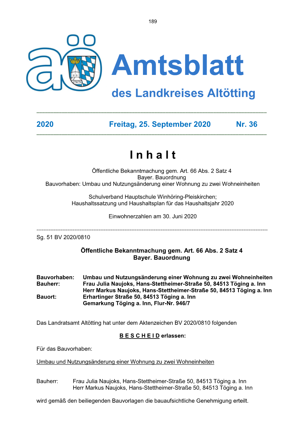 Amtsblatt Des Landkreises Altötting