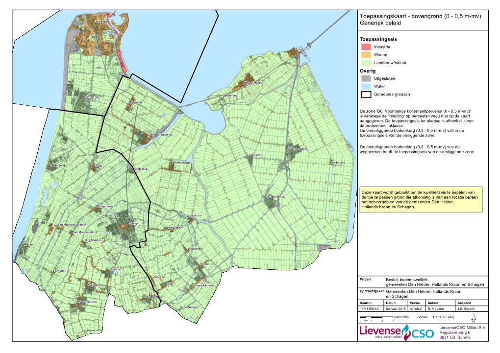 Toepassingskaart - Bovengrond (0 - 0,5 M-Mv) Den Helder Generiek Beleid