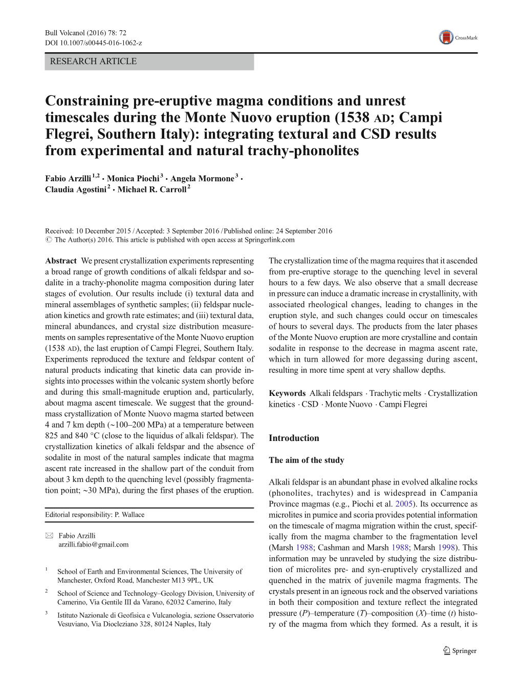 1538 AD; Campi Flegrei, Southern Italy): Integrating Textural and CSD Results from Experimental and Natural Trachy-Phonolites