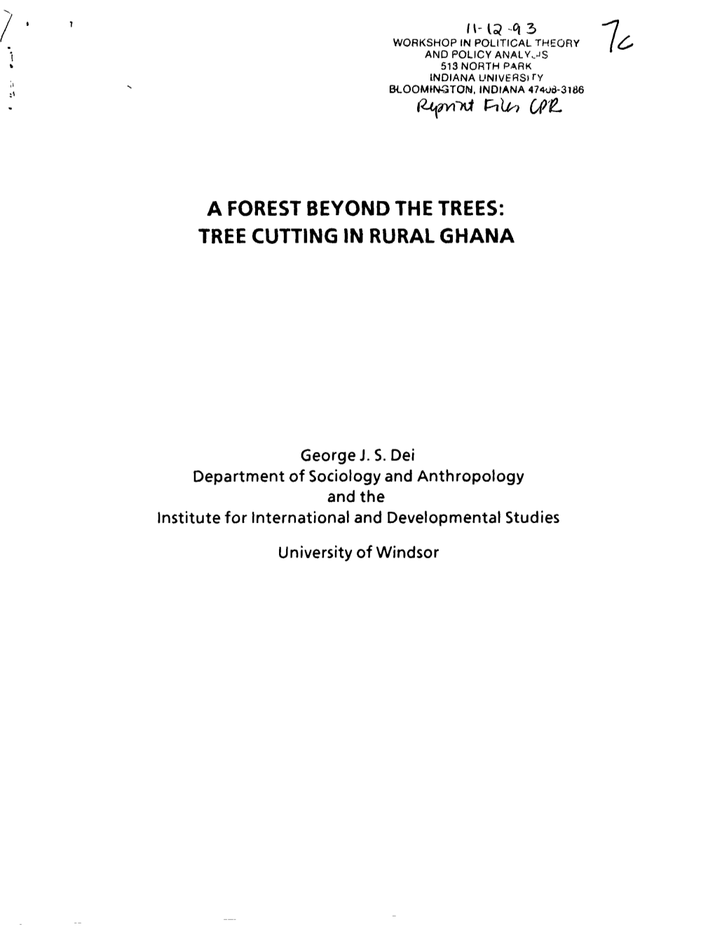 A Forest Beyond the Trees: Tree Cutting in Rural Ghana