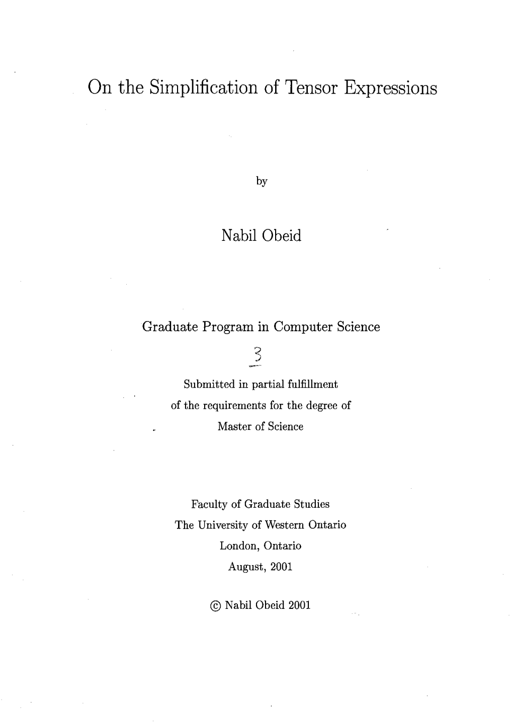 On the Simplification of Tensor Expressions