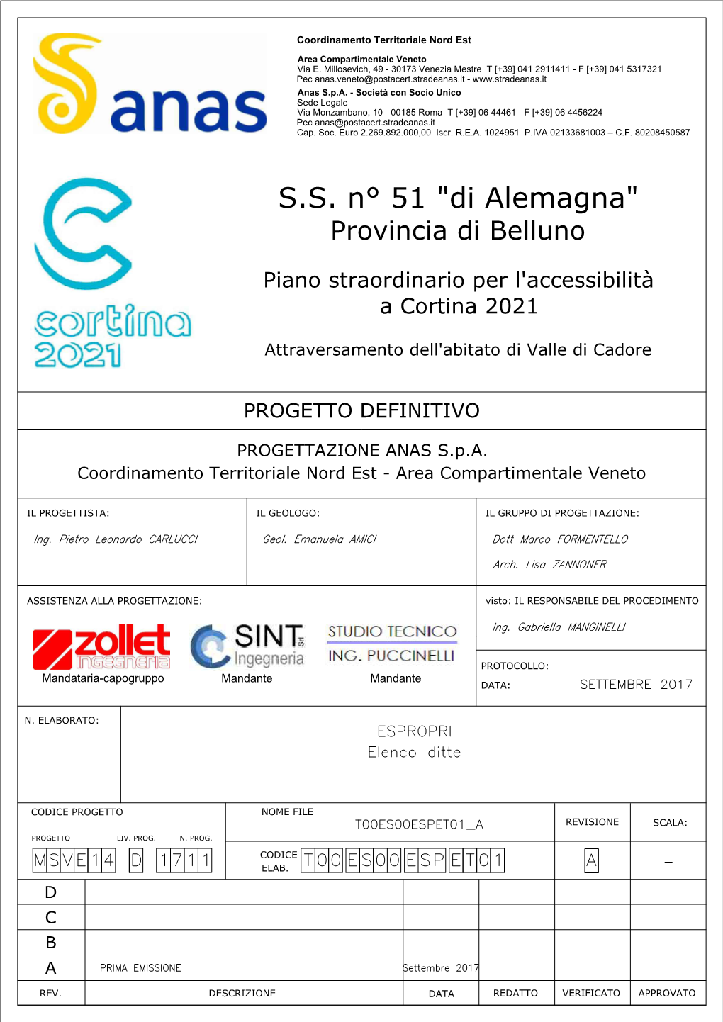 T00 ES00 ESP ET01B Piano Particellare Di Esproprio