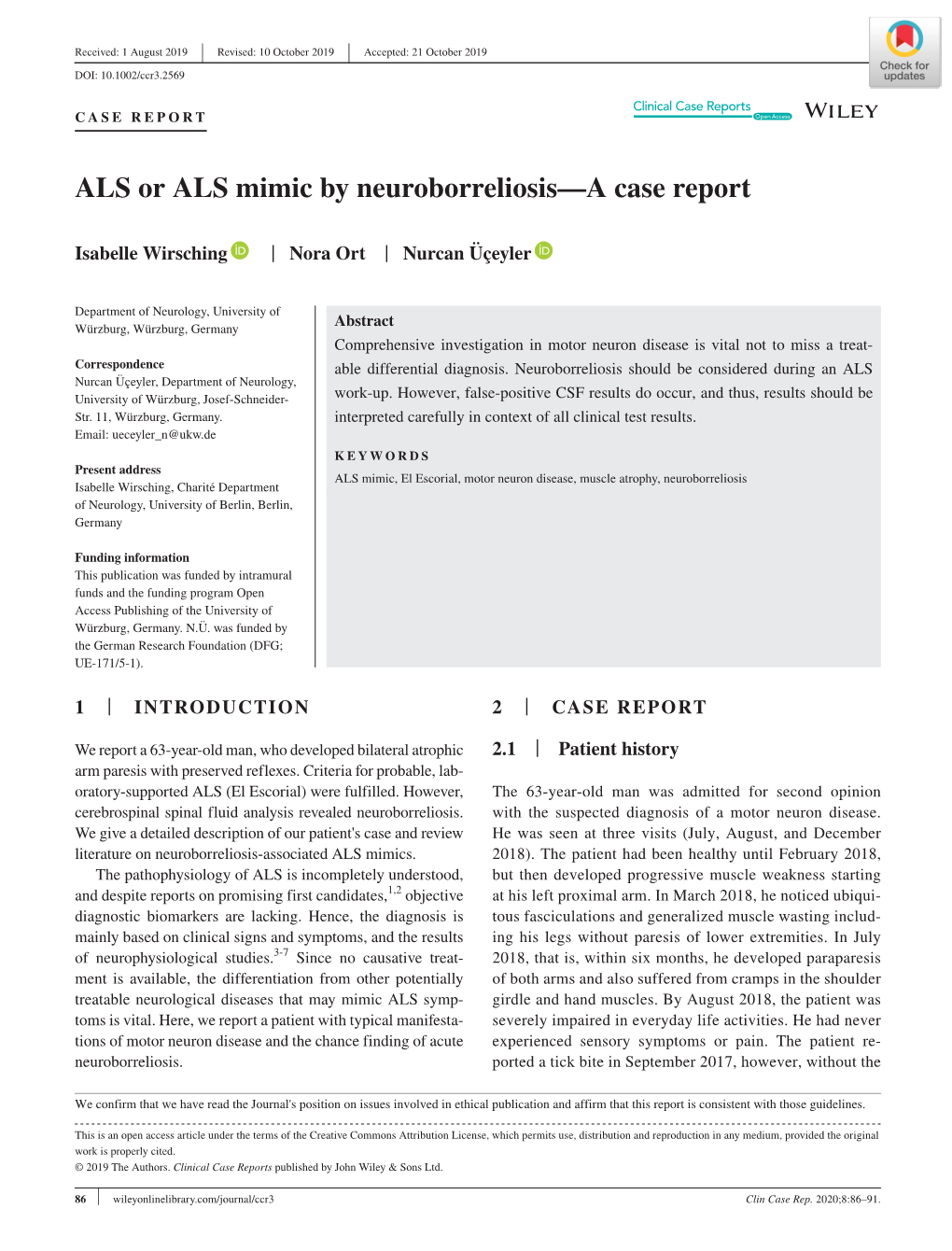 ALS Or ALS Mimic by Neuroborreliosis—A Case Report