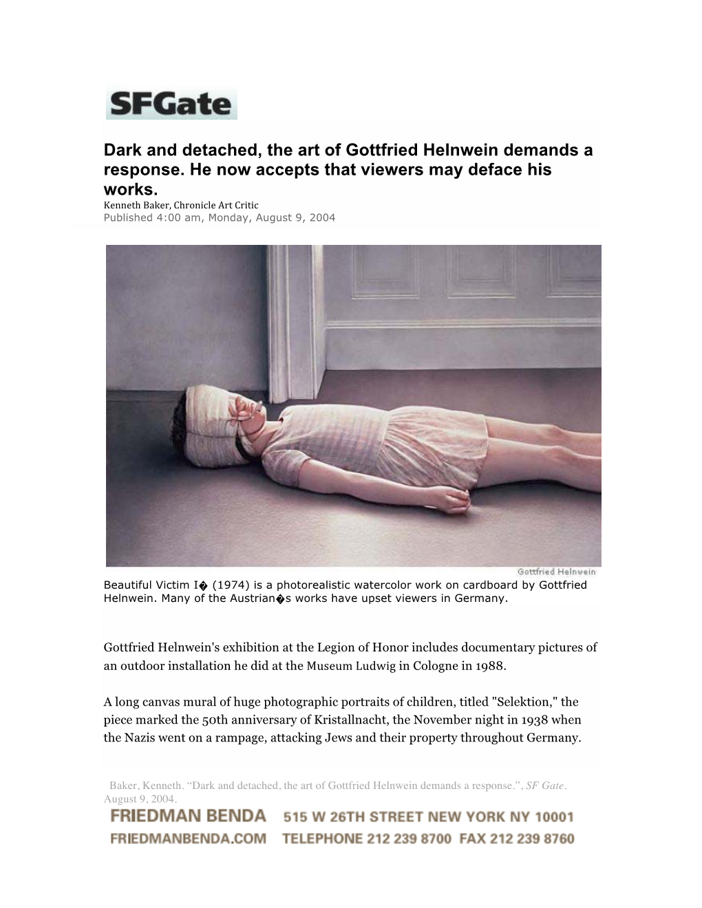 Gottfried Helnwein SF Gate 8.9.04