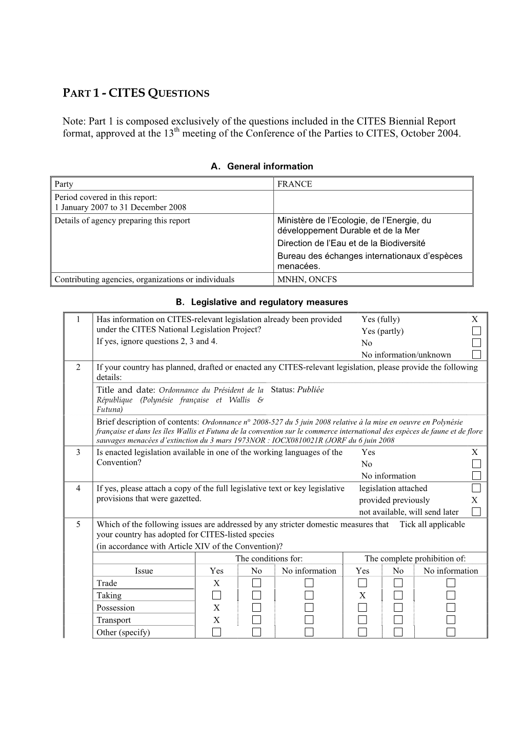 Part 1 - Cites Questions