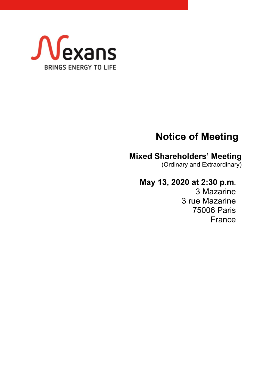 Shareholders' Meeting Notice