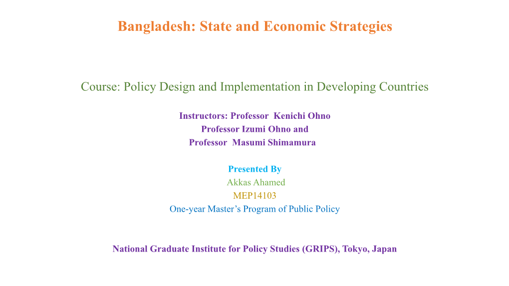 The Political Economy of Pro-Market Reforms in Bangladesh: Regime Consolidation Through Economic Liberalization