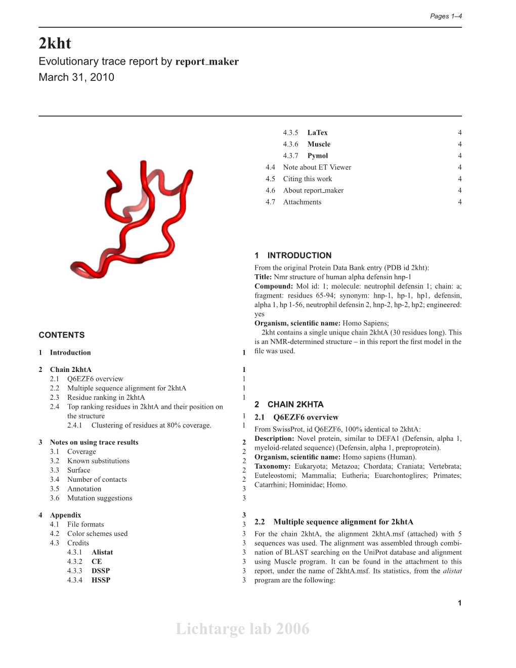 2Kht Lichtarge Lab 2006