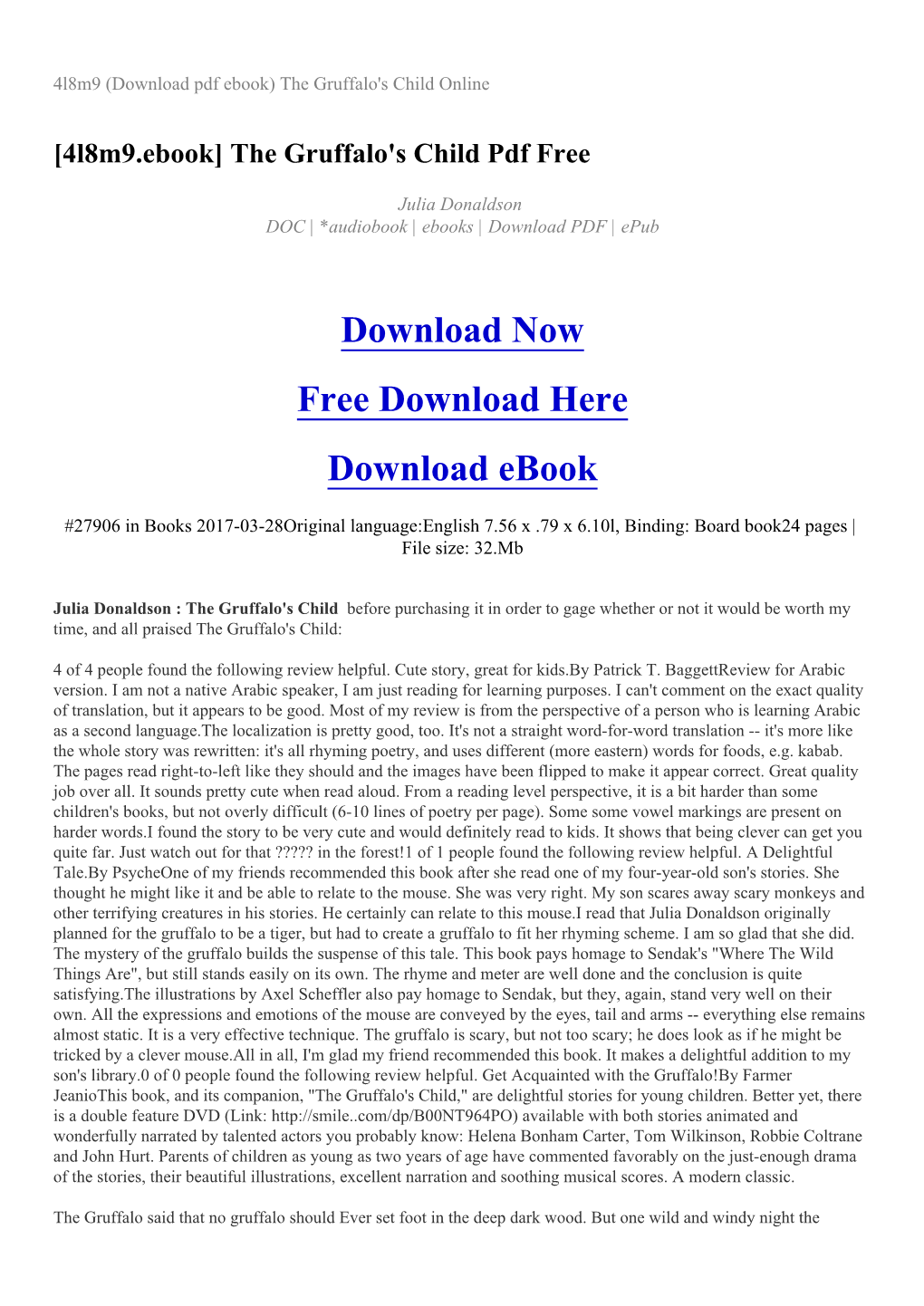 4L8m9 (Download Pdf Ebook) the Gruffalo's Child Online