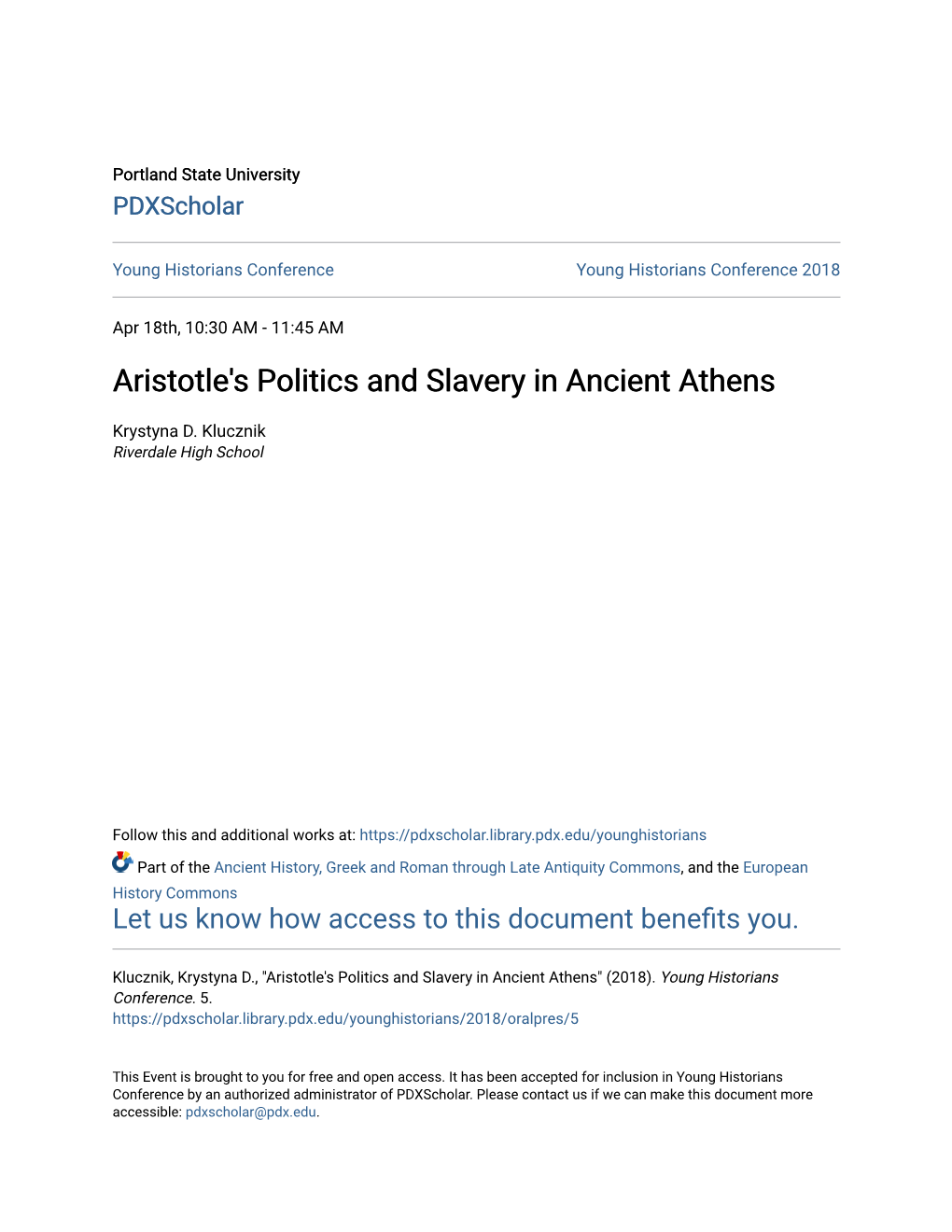 Aristotle's Politics and Slavery in Ancient Athens