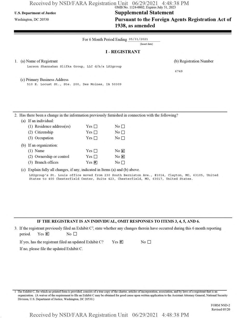 Received by NSD/FARA Registration Unit 06/29/2021 4:48:38 PM OMB No