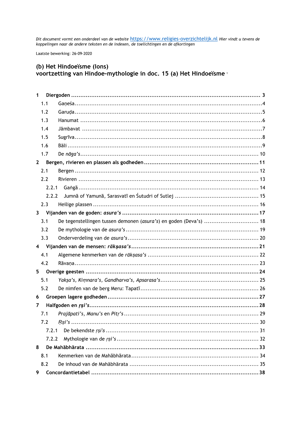 Het Hindoeïsme (Ions) Voortzetting Van Hindoe-Mythologie in Doc