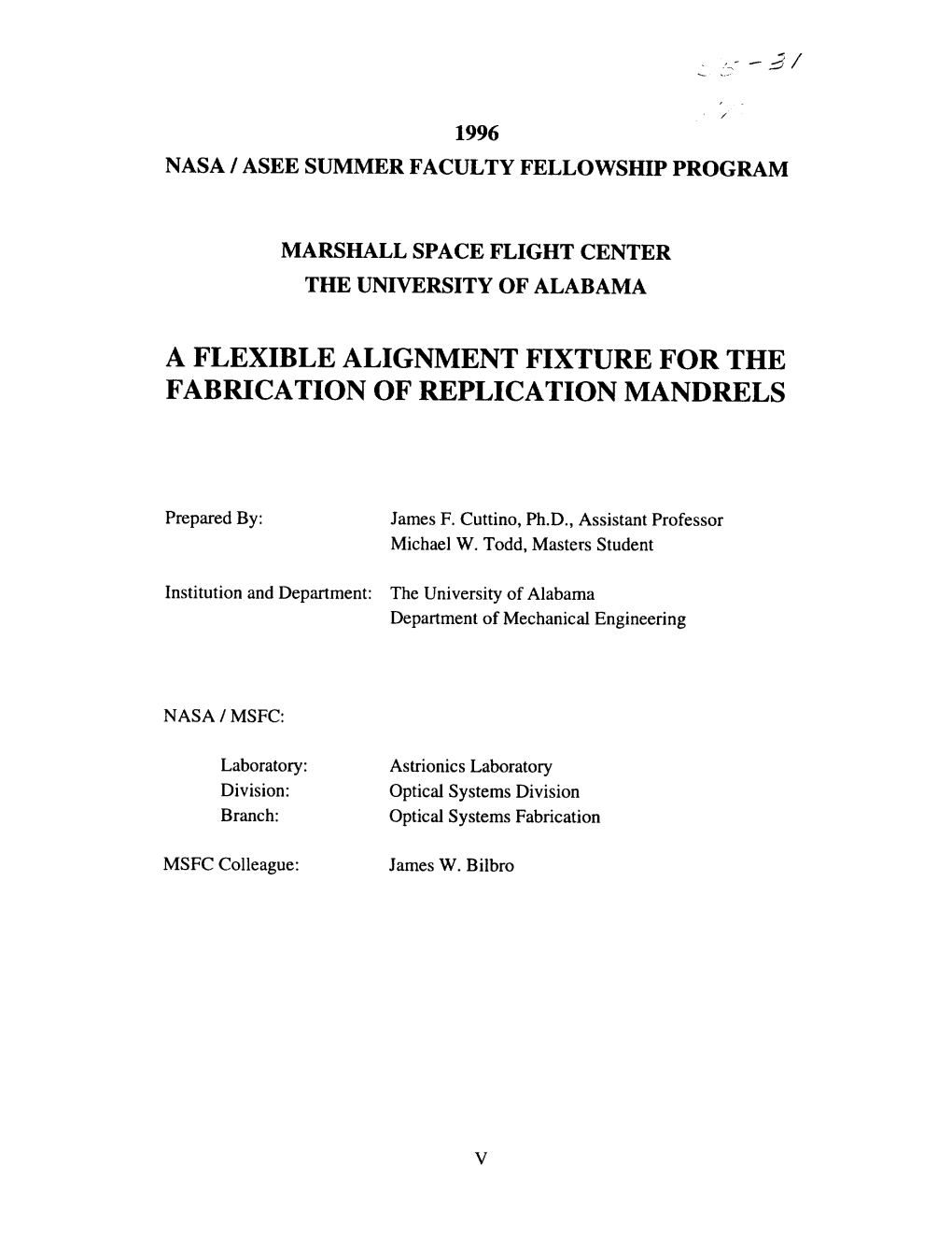 A Flexible Alignment Fixture for the Fabrication of Replication Mandrels