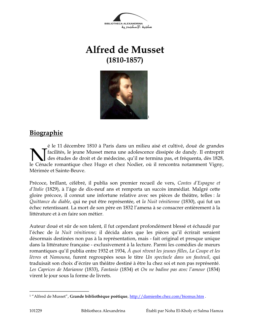 Alfred De Musset (1810-1857)