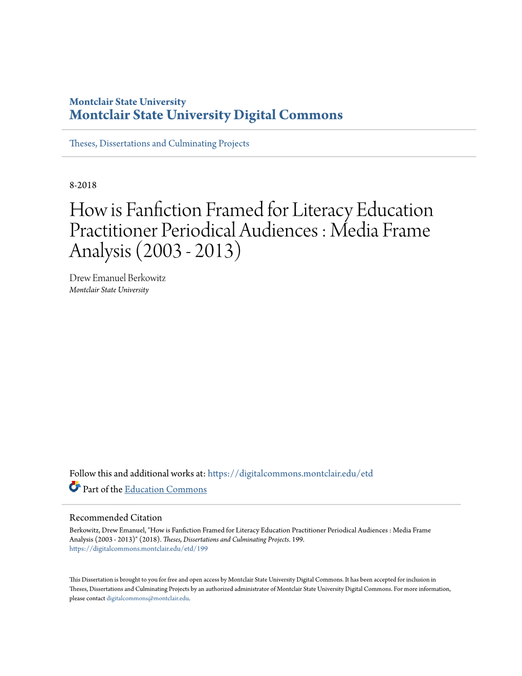 How Is Fanfiction Framed for Literacy Education Practitioner Periodical