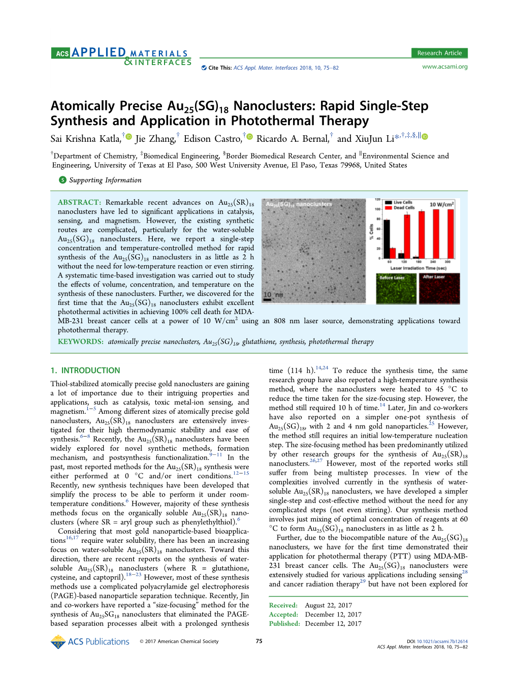 Atomically Precise Au25(SG)18 Nanoclusters